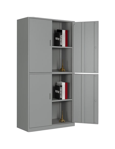 Professional Double Filing Cabinet 900x390x1800mm Grey | Stalwart DA-HDW04GREY
