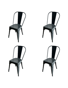 Vintage Industrial Metal Dining Bistro Chair Steel Grey Finish | Stalwart DA-HYX5031STEELGREY