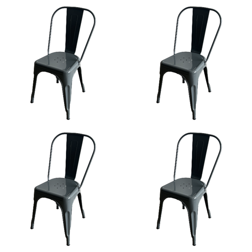 Vintage Industrial Metal Dining Bistro Chair Steel Grey Finish | Stalwart DA-HYX5031STEELGREY