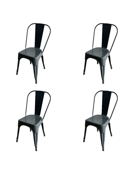 Vintage Industrial Metal Dining Bistro Chair Steel Grey Finish | Stalwart DA-HYX5031STEELGREY
