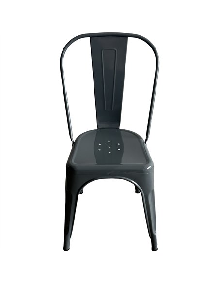 Vintage Industrial Metal Dining Bistro Chair Steel Grey Finish | Stalwart DA-HYX5031STEELGREY