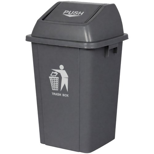 Square Push Lid Bin 60 Litres Grey | Stalwart DA-XDL60B6BGREY