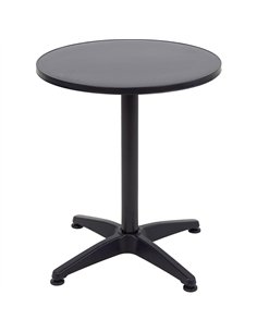Black Round Aluminium Bistro Table with MDF Top Ø600×700mm | Stalwart DA-SC052C