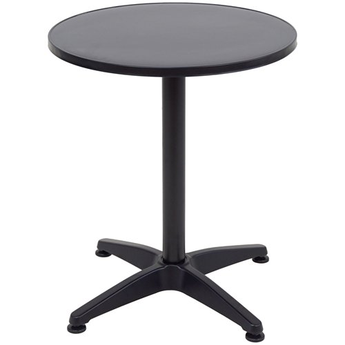 Black Round Aluminium Bistro Table with MDF Top Ø600×700mm | Stalwart DA-SC052C