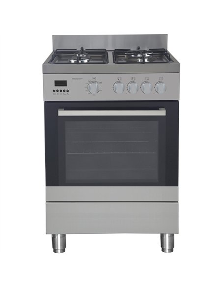 Commercial 4 Burner Stainless Steel Gas Range with Gas Oven 600×600×850mm | Stalwart DA-G24D084010