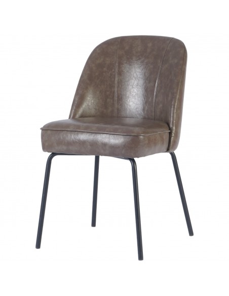 Taupe Upholstered Dining Chair with Black Metal Frame 490×600×830mm | Stalwart DA-TJG201