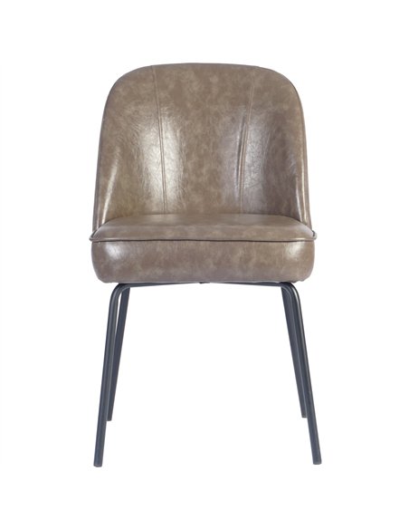 Taupe Upholstered Dining Chair with Black Metal Frame 490×600×830mm | Stalwart DA-TJG201