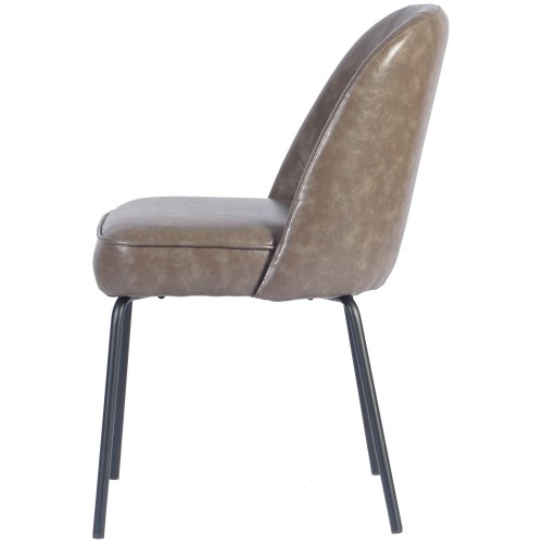Taupe Upholstered Dining Chair with Black Metal Frame 490×600×830mm | Stalwart DA-TJG201