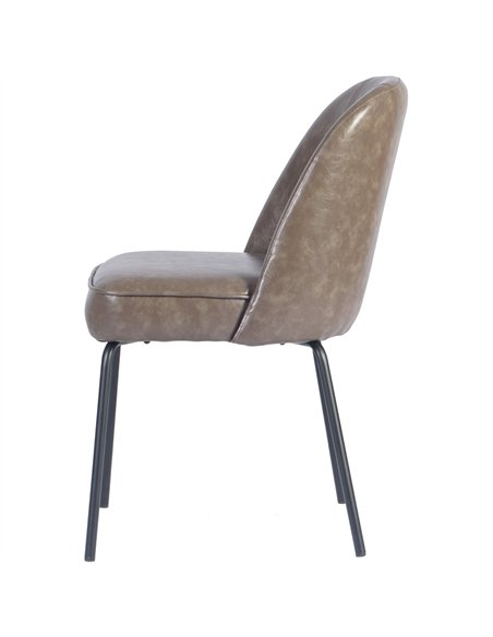 Taupe Upholstered Dining Chair with Black Metal Frame 490×600×830mm | Stalwart DA-TJG201