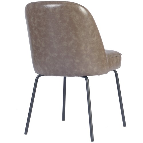Taupe Upholstered Dining Chair with Black Metal Frame 490×600×830mm | Stalwart DA-TJG201