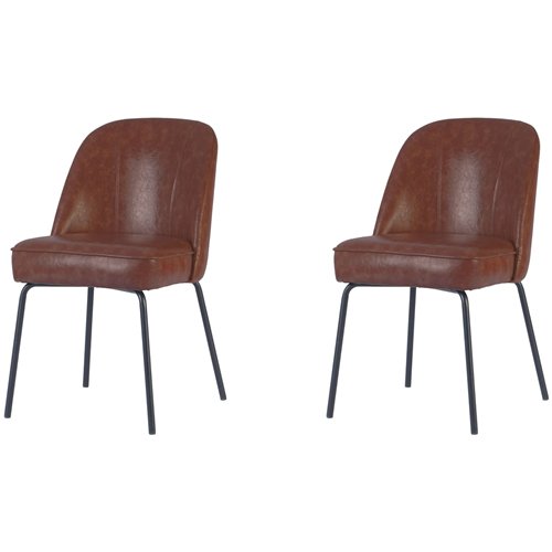 Brown Upholstered Dining Chair with Black Metal Frame 490×600×830mm | Stalwart DA-TJG202