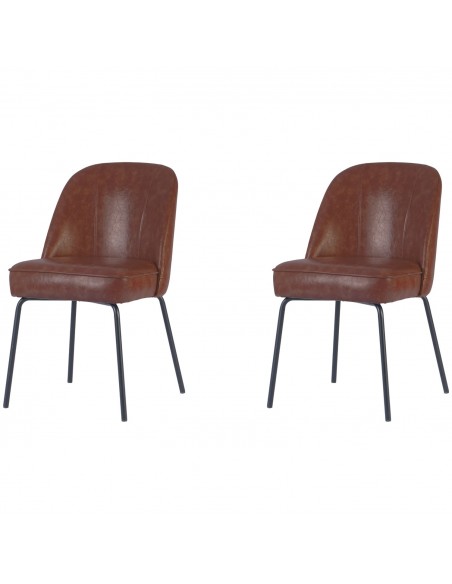 Brown Upholstered Dining Chair with Black Metal Frame 490×600×830mm | Stalwart DA-TJG202