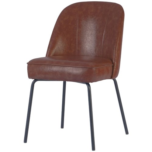 Brown Upholstered Dining Chair with Black Metal Frame 490×600×830mm | Stalwart DA-TJG202