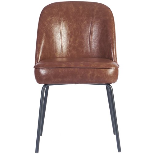 Brown Upholstered Dining Chair with Black Metal Frame 490×600×830mm | Stalwart DA-TJG202