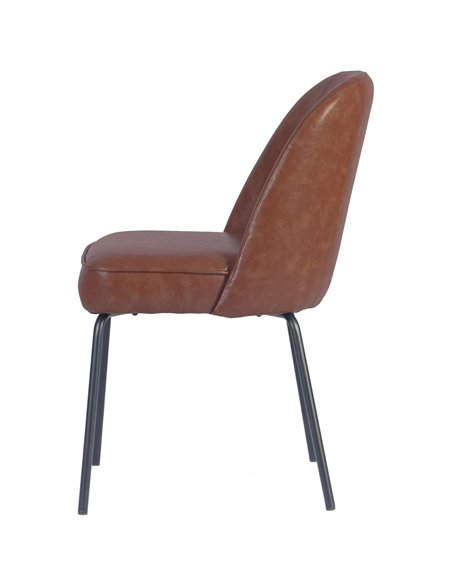 Brown Upholstered Dining Chair with Black Metal Frame 490×600×830mm | Stalwart DA-TJG202