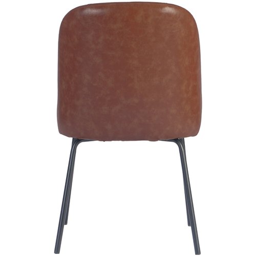 Brown Upholstered Dining Chair with Black Metal Frame 490×600×830mm | Stalwart DA-TJG202