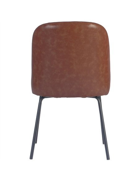 Brown Upholstered Dining Chair with Black Metal Frame 490×600×830mm | Stalwart DA-TJG202