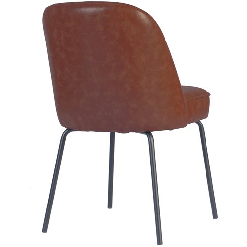 Brown Upholstered Dining Chair with Black Metal Frame 490×600×830mm | Stalwart DA-TJG202