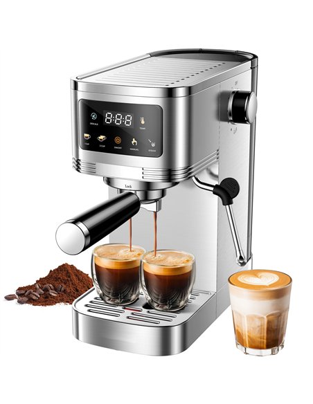Commercial Espresso Coffee Machine 1350W 20 Bar Stainless Steel | Stalwart DA-CM1661