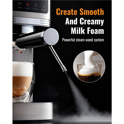 Commercial Espresso Coffee Machine 1350W 20 Bar Stainless Steel | Stalwart DA-CM1661