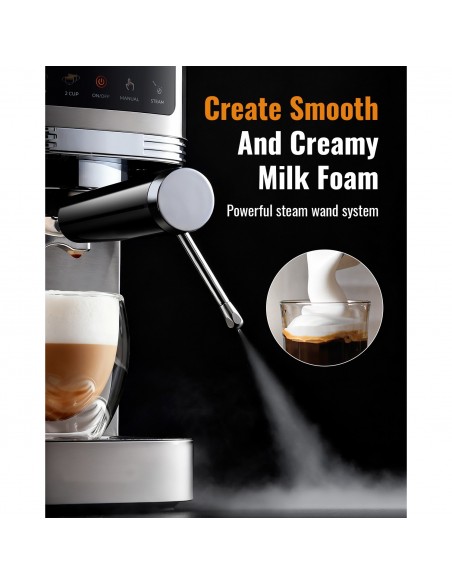 Commercial Espresso Coffee Machine 1350W 20 Bar Stainless Steel | Stalwart DA-CM1661
