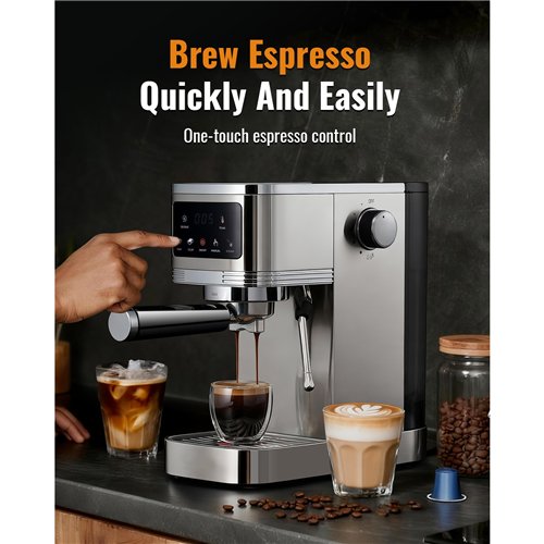 Commercial Espresso Coffee Machine 1350W 20 Bar Stainless Steel | Stalwart DA-CM1661