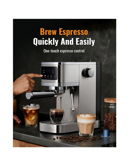 Commercial Espresso Coffee Machine 1350W 20 Bar Stainless Steel | Stalwart DA-CM1661