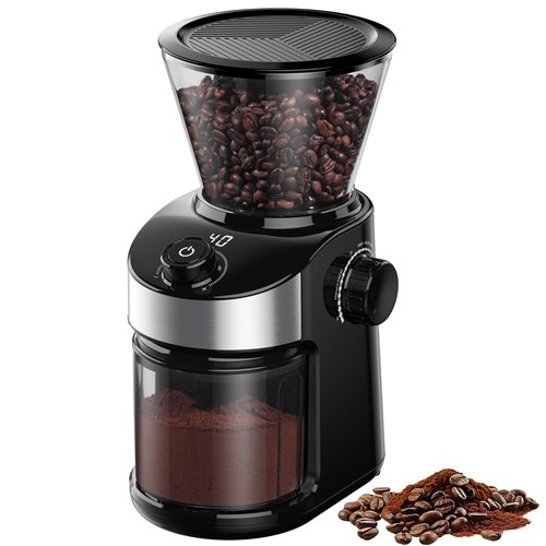 Commercial Flat Burr Coffee Grinder 150W with 240g Bean Hopper Black | Stalwart DA-CG836B