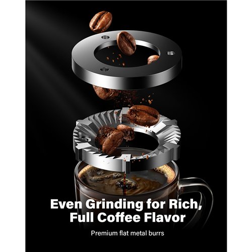 Commercial Flat Burr Coffee Grinder 150W with 240g Bean Hopper Black | Stalwart DA-CG836B