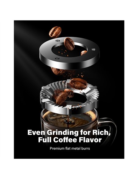 Commercial Flat Burr Coffee Grinder 150W with 240g Bean Hopper Black | Stalwart DA-CG836B