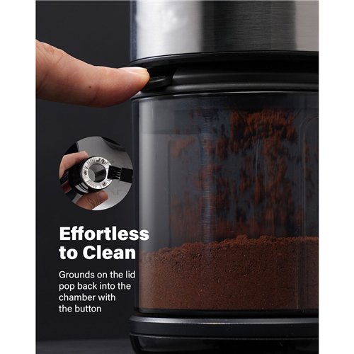 Commercial Flat Burr Coffee Grinder 150W with 240g Bean Hopper Black | Stalwart DA-CG836B