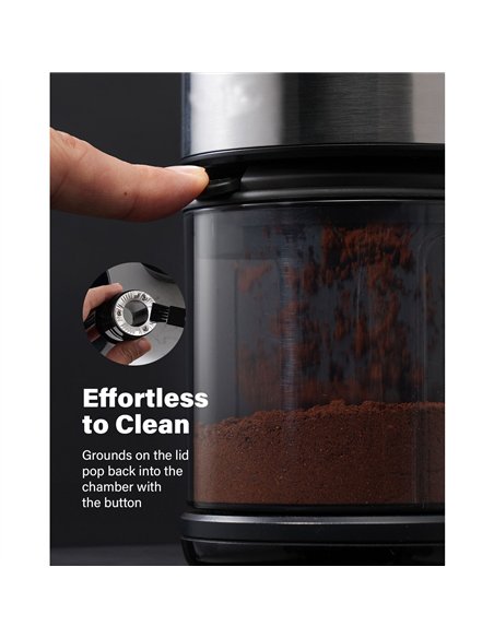 Commercial Flat Burr Coffee Grinder 150W with 240g Bean Hopper Black | Stalwart DA-CG836B