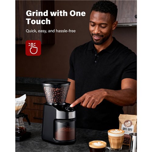Commercial Flat Burr Coffee Grinder 150W with 240g Bean Hopper Black | Stalwart DA-CG836B