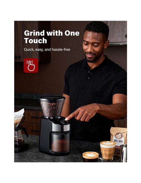 Commercial Flat Burr Coffee Grinder 150W with 240g Bean Hopper Black | Stalwart DA-CG836B