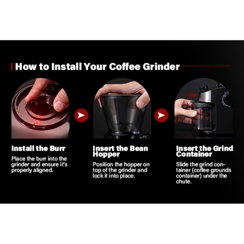 Commercial Flat Burr Coffee Grinder 150W with 240g Bean Hopper Black | Stalwart DA-CG836B