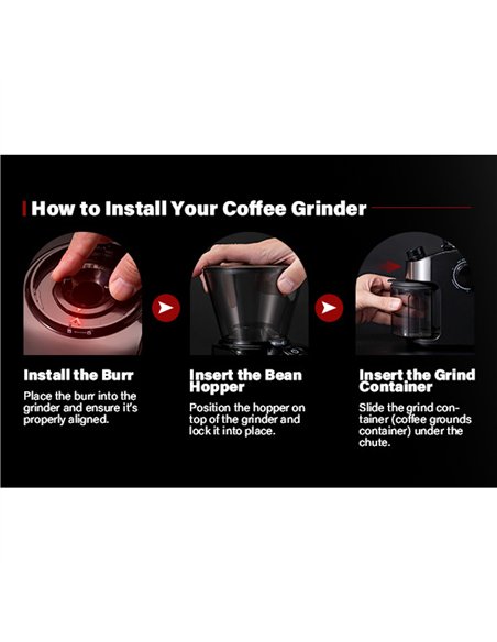 Commercial Flat Burr Coffee Grinder 150W with 240g Bean Hopper Black | Stalwart DA-CG836B