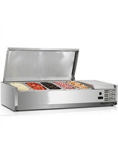 Stainless Steel Countertop Refrigerated Prep Topping Display for 5×GN1/4 Pans 1200×335×435mm | Stalwart DA-BLUEINOX204