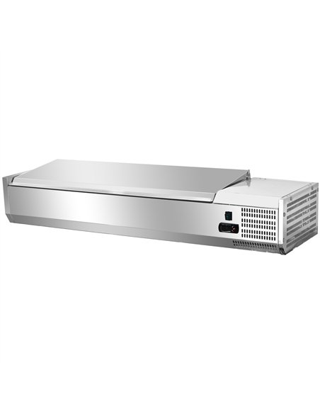 Stainless Steel Countertop Refrigerated Prep Topping Display for 5×GN1/4 Pans 1200×335×435mm | Stalwart DA-BLUEINOX204