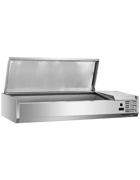 Stainless Steel Countertop Refrigerated Prep Topping Display for 5×GN1/4 Pans 1200×335×435mm | Stalwart DA-BLUEINOX204