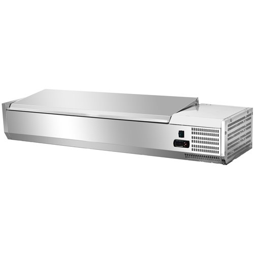 Stainless Steel Countertop Refrigerated Prep Topping Display for 6×GN1/4 Pans 1400×335×435mm | Stalwart DA-BLUEINOX206