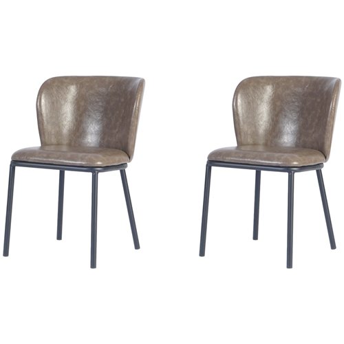 Taupe Upholstered Dining Chair with Black Metal Frame 470×595×810mm | Stalwart DA-TJG203