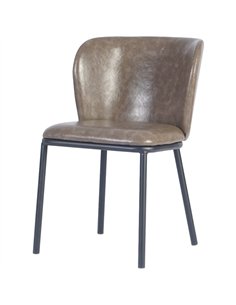 Taupe Upholstered Dining Chair with Black Metal Frame 470×595×810mm | Stalwart DA-TJG203 2
