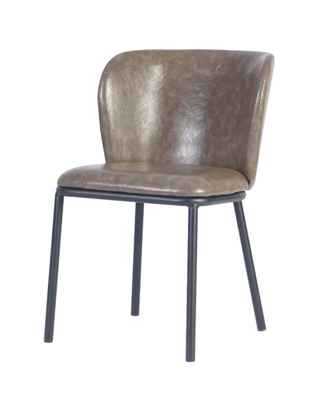 Taupe Upholstered Dining Chair with Black Metal Frame 470×595×810mm | Stalwart DA-TJG203