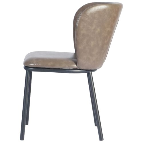 Taupe Upholstered Dining Chair with Black Metal Frame 470×595×810mm | Stalwart DA-TJG203