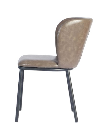 Taupe Upholstered Dining Chair with Black Metal Frame 470×595×810mm | Stalwart DA-TJG203