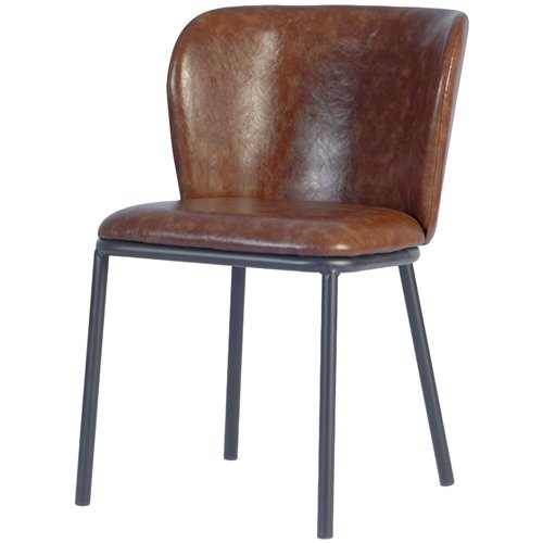 Brown Upholstered Dining Chair with Black Metal Frame 470×595×810mm | Stalwart DA-TJG204