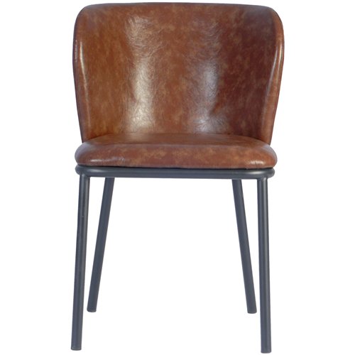 Brown Upholstered Dining Chair with Black Metal Frame 470×595×810mm | Stalwart DA-TJG204