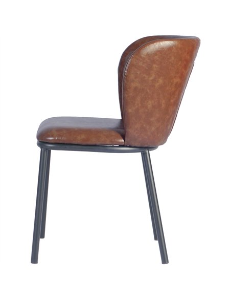 Brown Upholstered Dining Chair with Black Metal Frame 470×595×810mm | Stalwart DA-TJG204