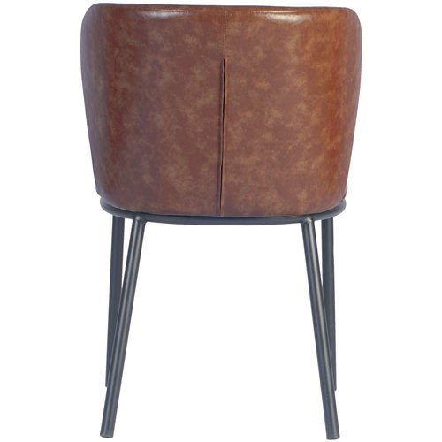 Brown Upholstered Dining Chair with Black Metal Frame 470×595×810mm | Stalwart DA-TJG204