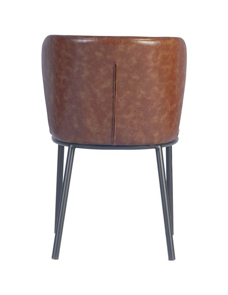 Brown Upholstered Dining Chair with Black Metal Frame 470×595×810mm | Stalwart DA-TJG204